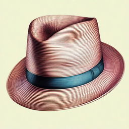 This is a sophisticated, high-quality coloured pencil drawing of a Panama hat