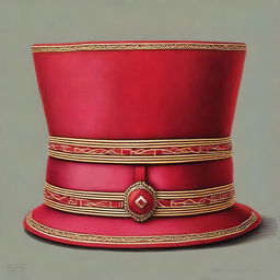 This is a vibrant, high-quality coloured pencil drawing of a fez hat