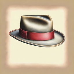 This is a classy, high-quality coloured pencil drawing of a fedora