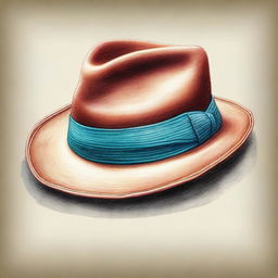 This is a classy, high-quality coloured pencil drawing of a fedora