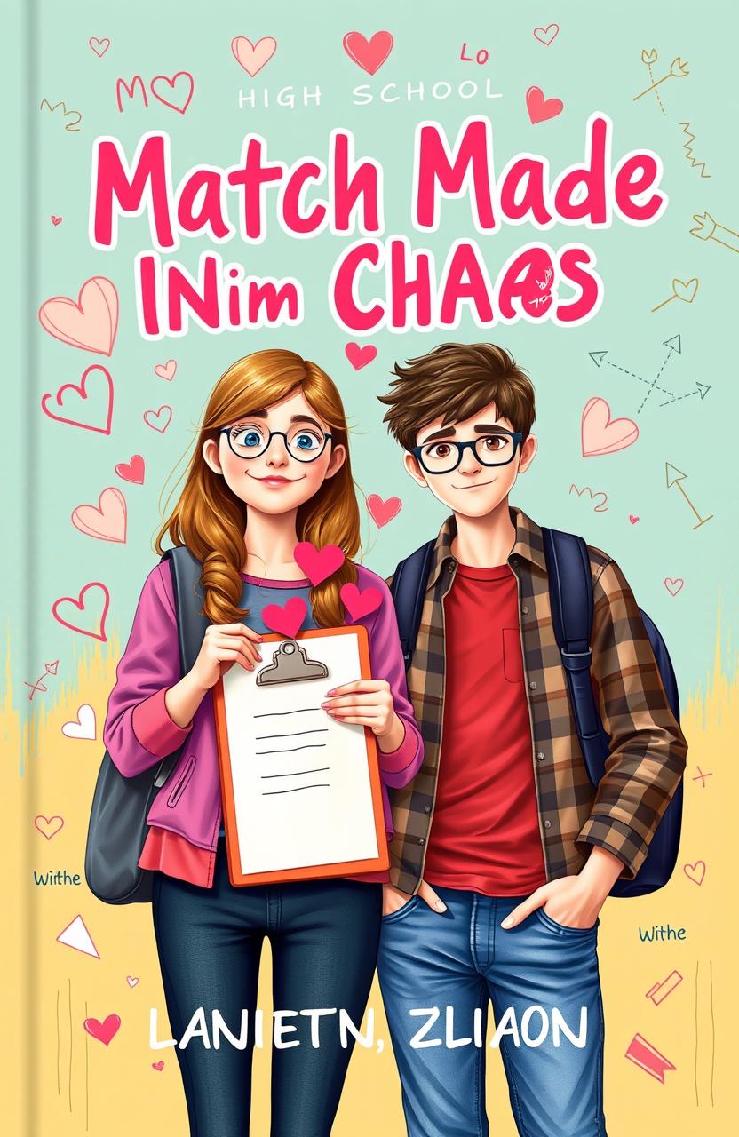 Book cover for "Match Made in Chaos" set in a vibrant high school atmosphere