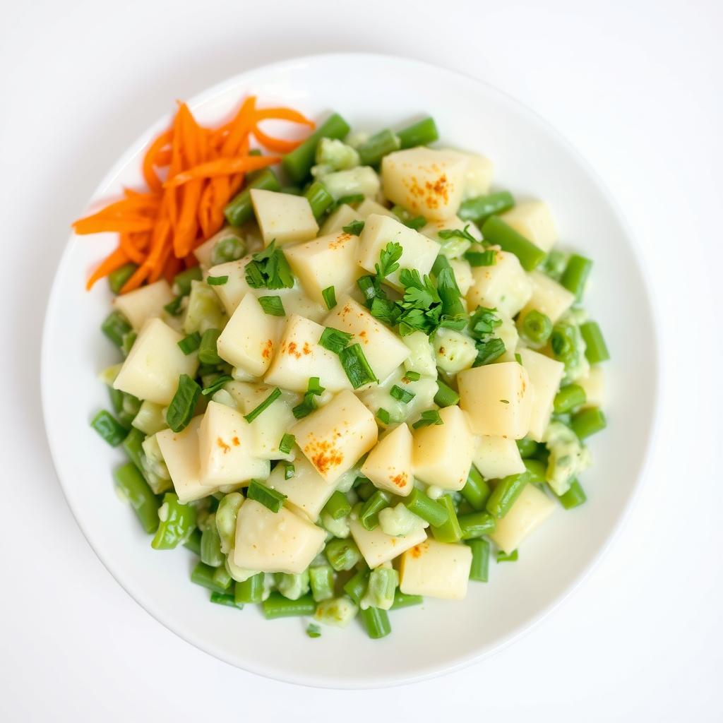 A minimalist presentation of gising gising, featuring finely chopped green beans cooked in a rich coconut cream sauce