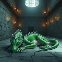 Wounded Anime Dragon in Prison: A Captivating Scene