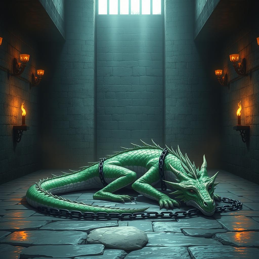 Wounded Anime Dragon in Prison: A Captivating Scene