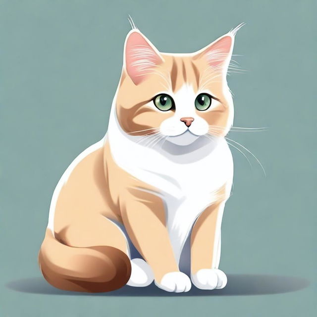 A high-quality digital art image featuring a cute and fluffy domestic cat