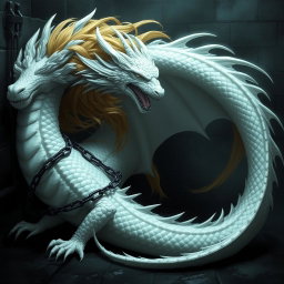Ethereal White Dragon in Chains