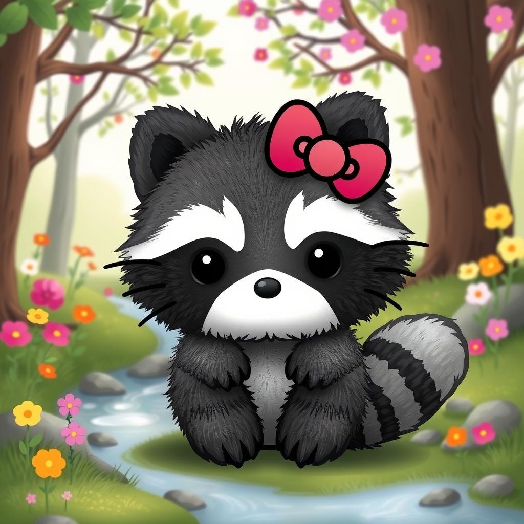 Hello Kitty as an Adorable Raccoon