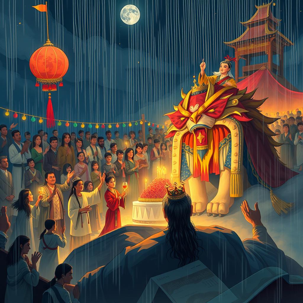 On the night of Queen Hailin's birthday celebration, the most beloved queen of the three-headed lion country, an expansive realm inhabited by warm-hearted, joyful people capable of transforming into giant lions, the festivities are grand