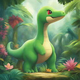 This digital art piece features a Pokemon inspired by a Diplodocus dinosaur