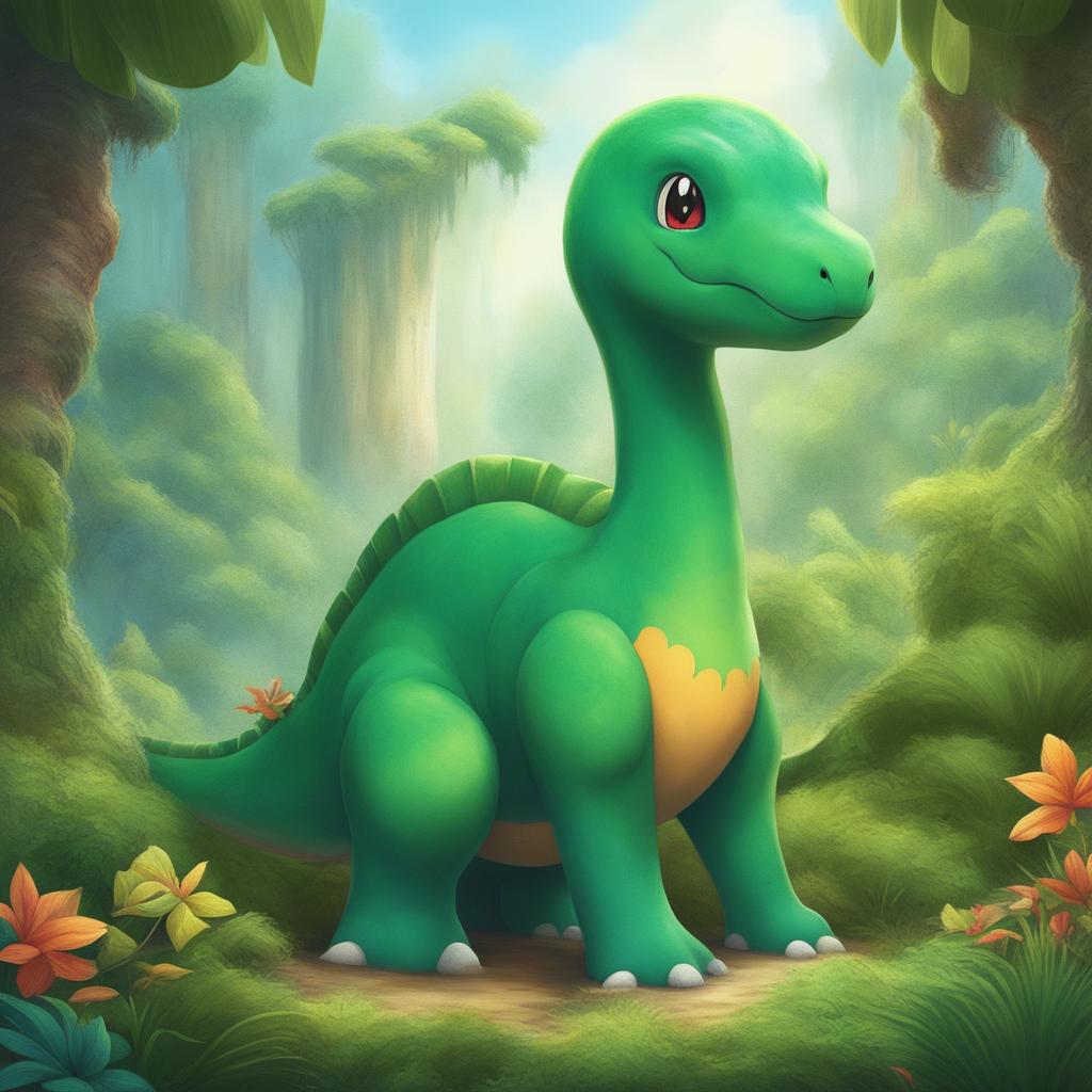 This digital art piece features a Pokemon inspired by a Diplodocus dinosaur