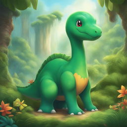 This digital art piece features a Pokemon inspired by a Diplodocus dinosaur