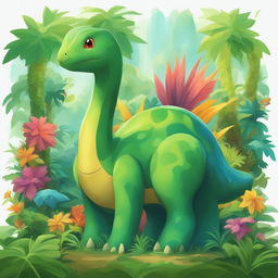 This digital art piece features a Pokemon inspired by a Diplodocus dinosaur