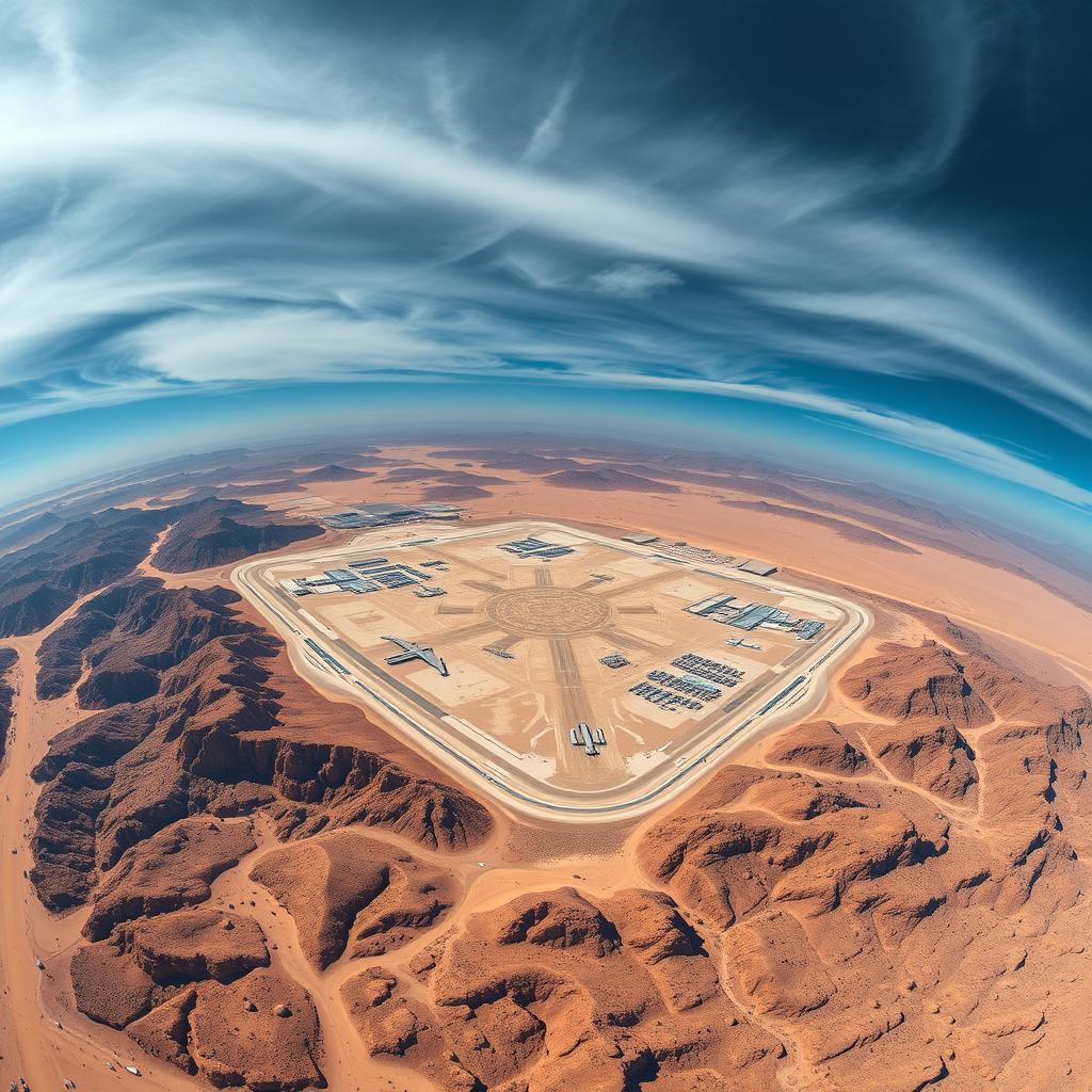 A stunning aerial photograph of Area 51, captured by a drone at high altitude