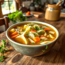 A delicious cabbage soup, featuring tender slices of cabbage in a rich, flavorful broth