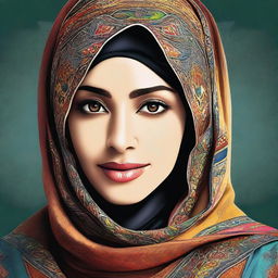 A high-quality digital art representation of an Arab woman wearing a hijab