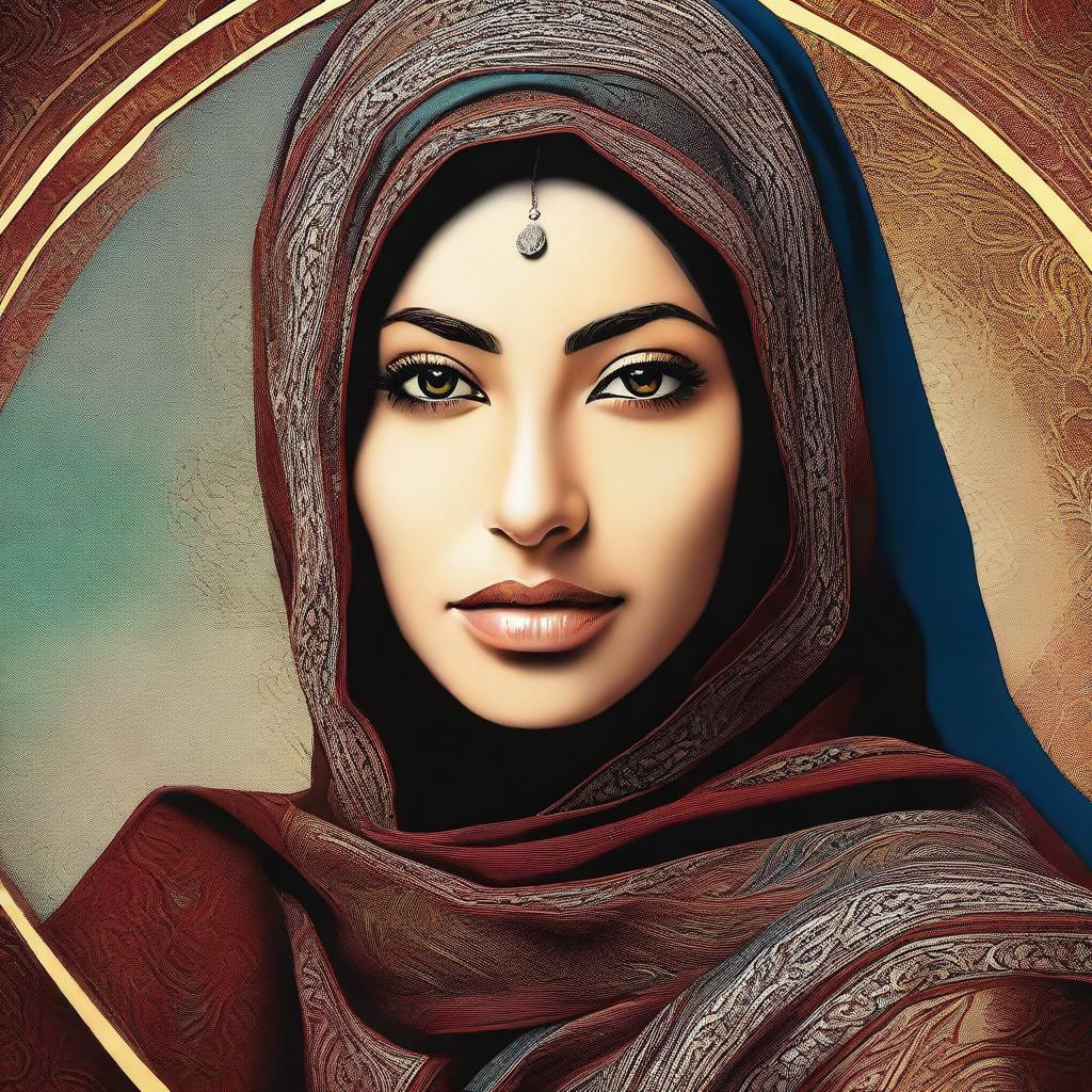 A high-quality digital art representation of an Arab woman wearing a hijab