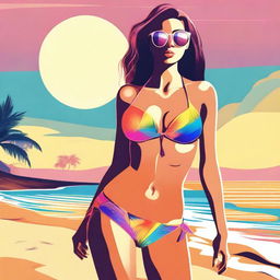 A digital art image of a girl in a bikini