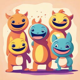 An image showcasing a group of gelis, a fictional creature, in a warm color palette