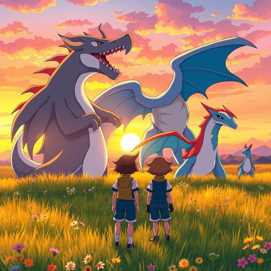 Vibrant Pokémon Adventure: Arceus, Kyogre, Groudon & Rayquaza at Sunset