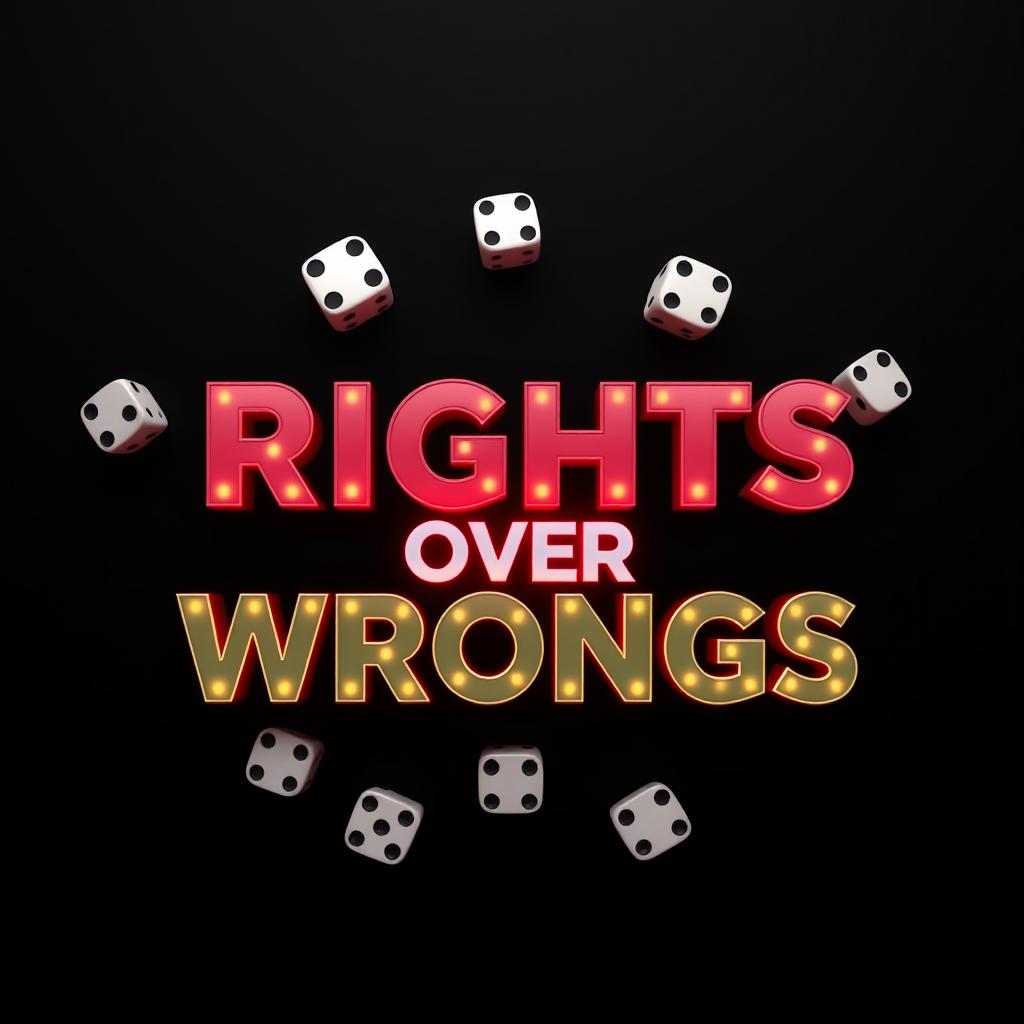 An intriguing typography design featuring the phrase 'Rights Over Wrongs' prominently displayed in bold, modern lettering
