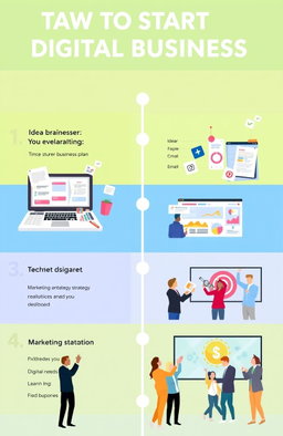 A step-by-step guide for starting a digital business, featuring a bright and clean layout