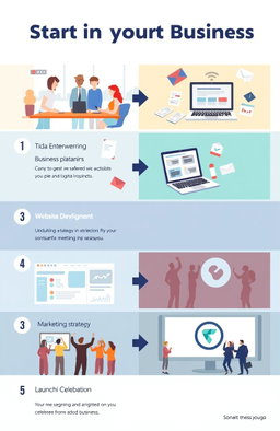 A step-by-step guide for starting a digital business, featuring a bright and clean layout