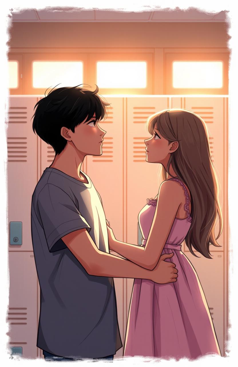 An emotional scene depicting two young adults, a boy and a girl, who are deeply in love but are facing separation due to their career aspirations