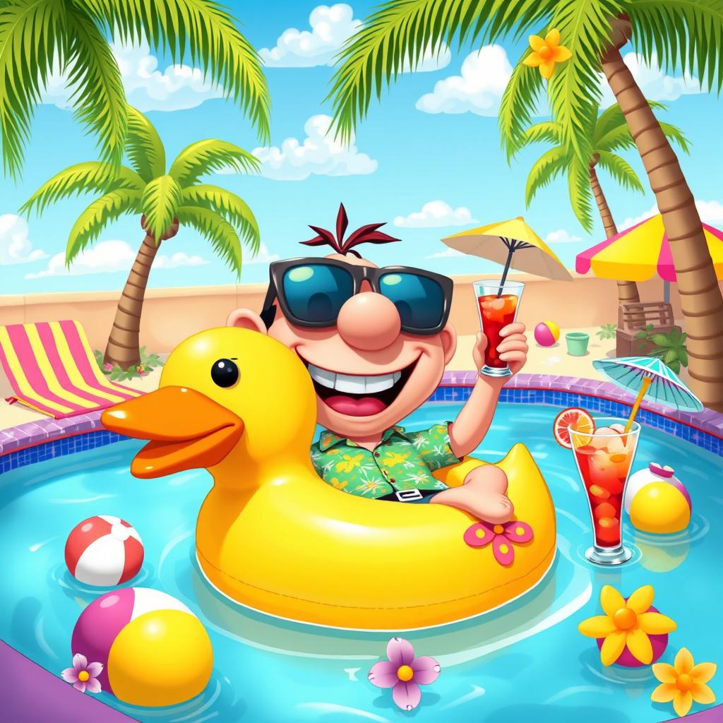 Dive into Fun: Whimsical Cartoon Pool Party