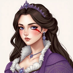 A beautiful princess, slightly injured with a pale complexion, is depicted in an enchanting Dungeons and Dragons style illustration