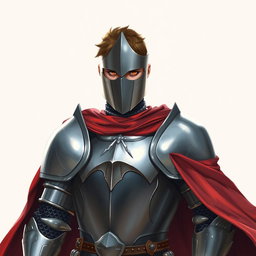A knight in shining steel armor, adorned with a flowing red cape, is depicted in a striking Dungeons and Dragons style illustration