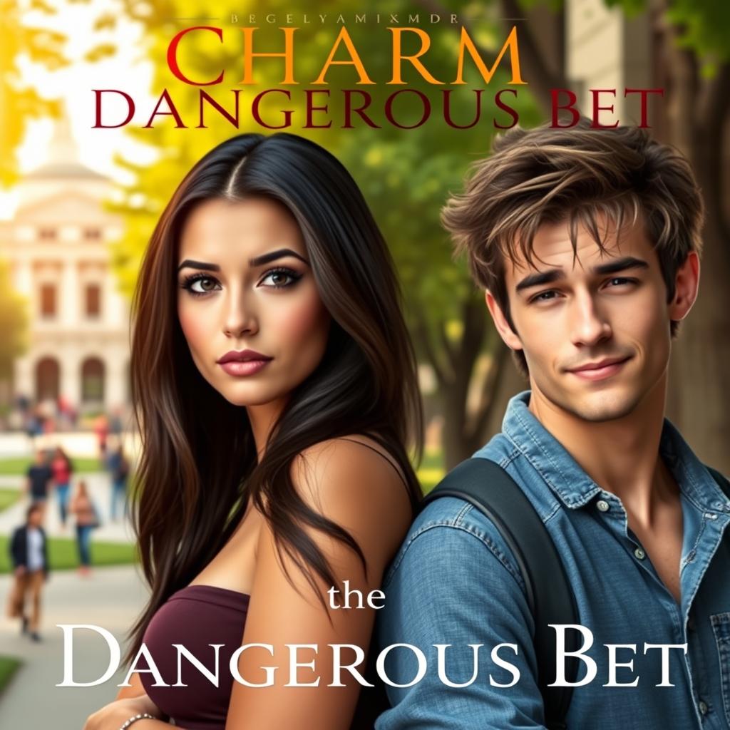 A captivating book cover for the novel titled "Charm and Dangerous Bet"