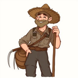 A farmer depicted in a charming Dungeons and Dragons style illustration, showcasing a rugged yet friendly character