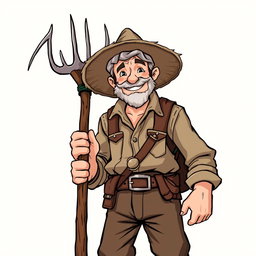 A farmer depicted in a charming Dungeons and Dragons style illustration, showcasing a rugged yet friendly character