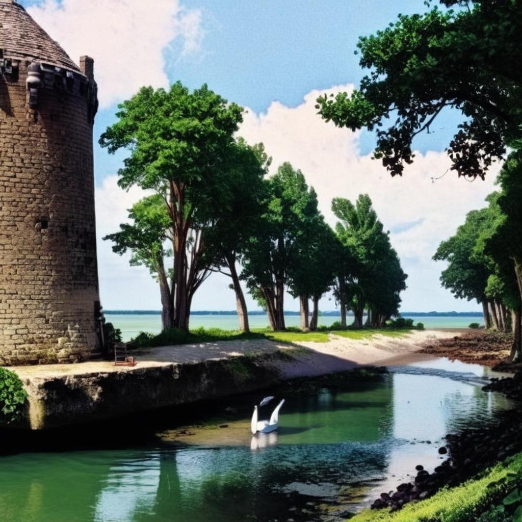 Enchanting Castle by the Moat: A Fairy Tale Scene