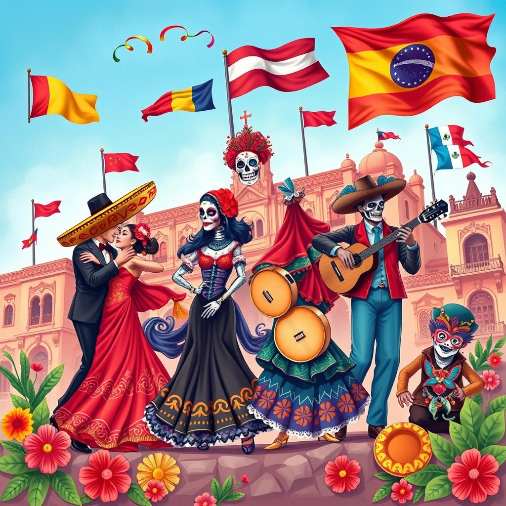 A colorful illustration representing the vibrant culture of Spanish-speaking countries for an eBook cover