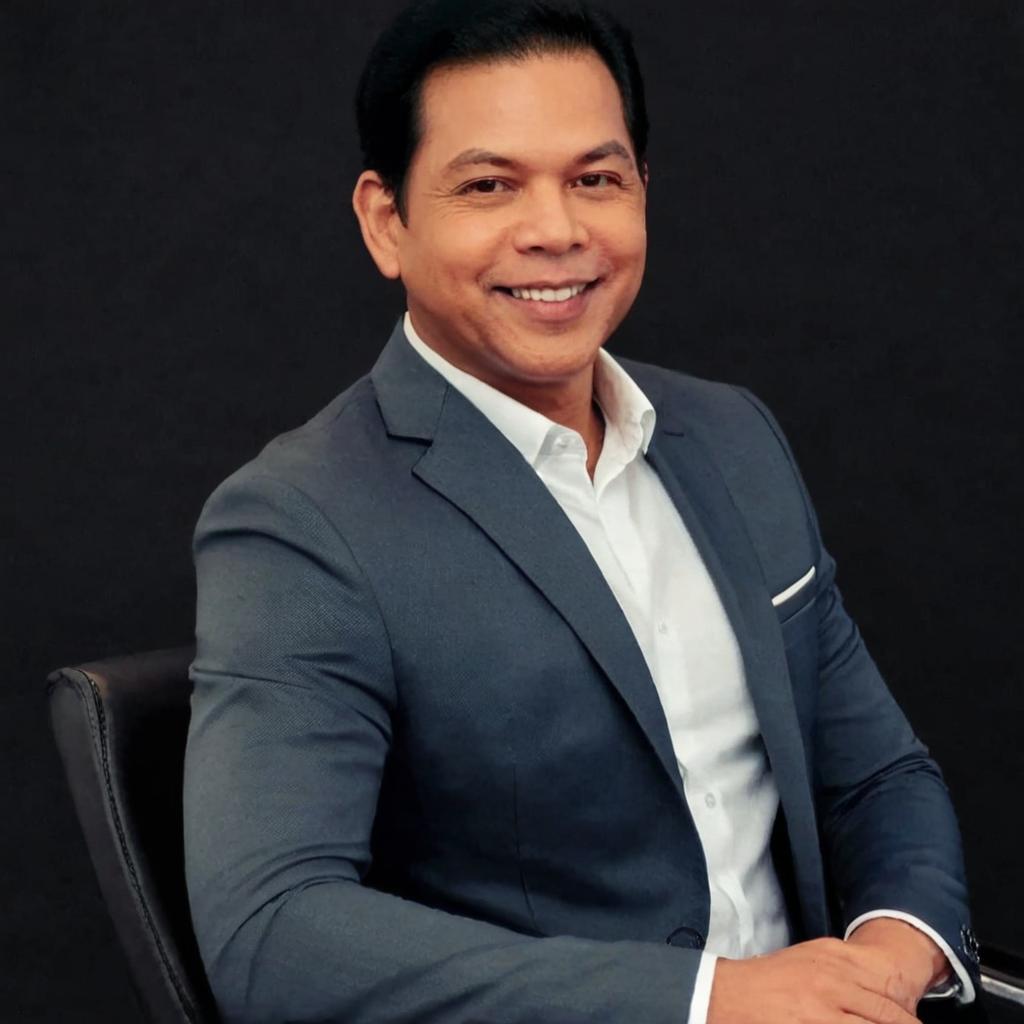 Confident Businessman in Gray Suit