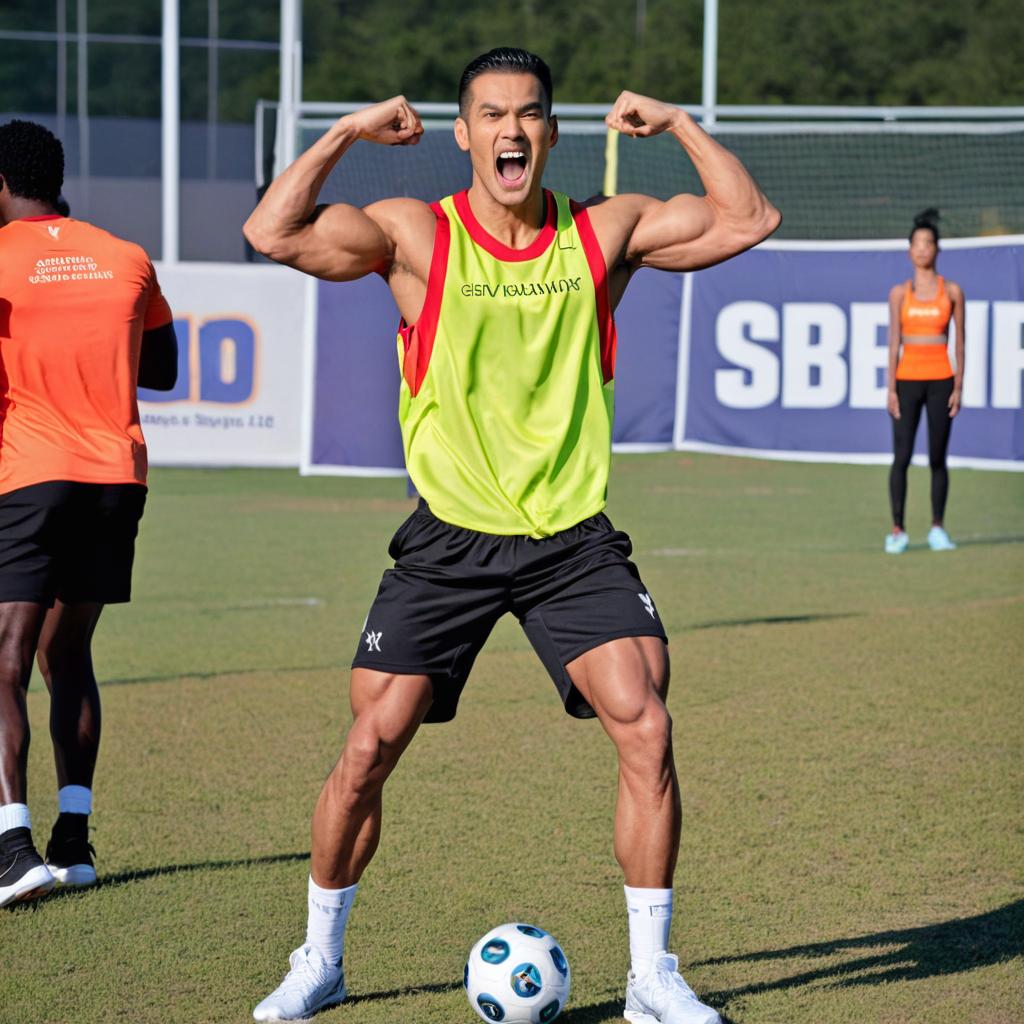 Dynamic Action: Muscular Football Player in Motion