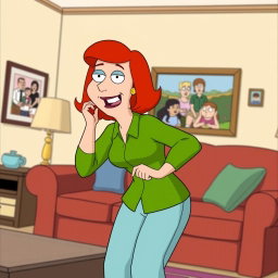 A stylized illustration of Lois Griffin, a fictional character from the animated TV show 'Family Guy