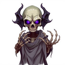 A skeletal lich, representing ancient and formidable power, is illustrated in an engaging Dungeons and Dragons style