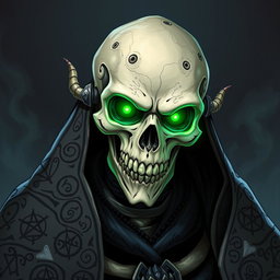 A skeletal lich, embodying ancient and formidable power, is illustrated in an enchanting Dungeons and Dragons style