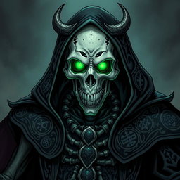 A skeletal lich, embodying ancient and formidable power, is illustrated in an enchanting Dungeons and Dragons style