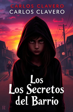 A captivating book cover design for 'Los Secretos del Barrio' by Carlos Clavero