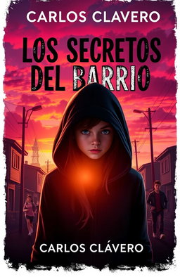A captivating book cover design for 'Los Secretos del Barrio' by Carlos Clavero