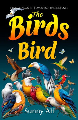 A visually striking book cover design for a book authored by Sunny AH, featuring a theme based on birds with various sizes and types