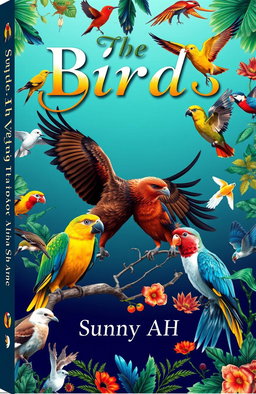 A visually striking book cover design for a book authored by Sunny AH, featuring a theme based on birds with various sizes and types