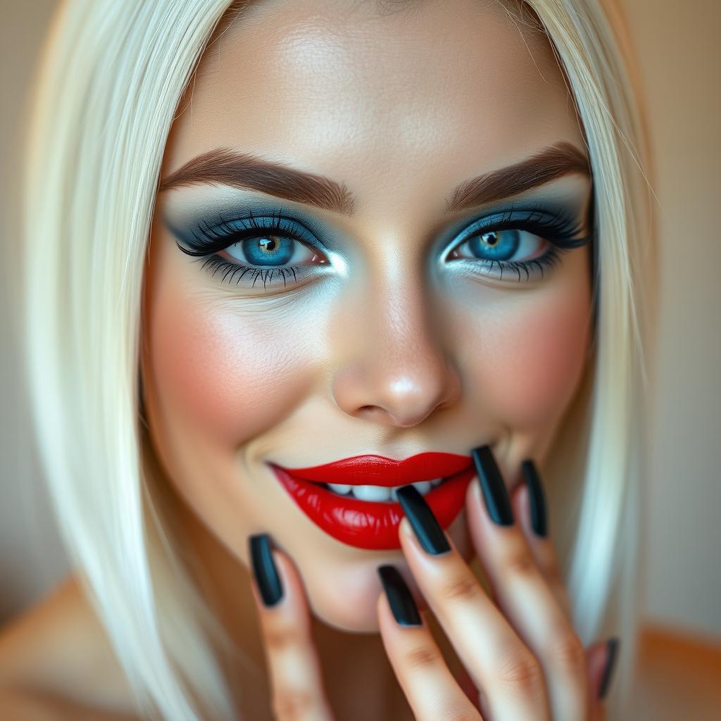 A close-up portrait of a beautiful young woman winking playfully, radiating charm