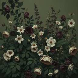 A somber and serene artwork inspired by 'Hollow Thoughts' by Charlotte C