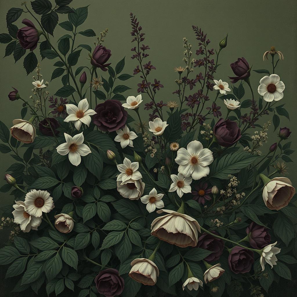 A somber and serene artwork inspired by 'Hollow Thoughts' by Charlotte C