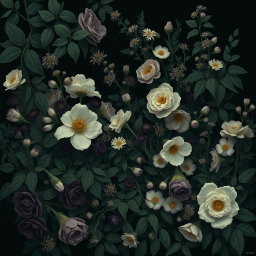 A somber and serene artwork inspired by 'Hollow Thoughts' by Charlotte C
