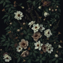 A somber and serene artwork inspired by 'Hollow Thoughts' by Charlotte C